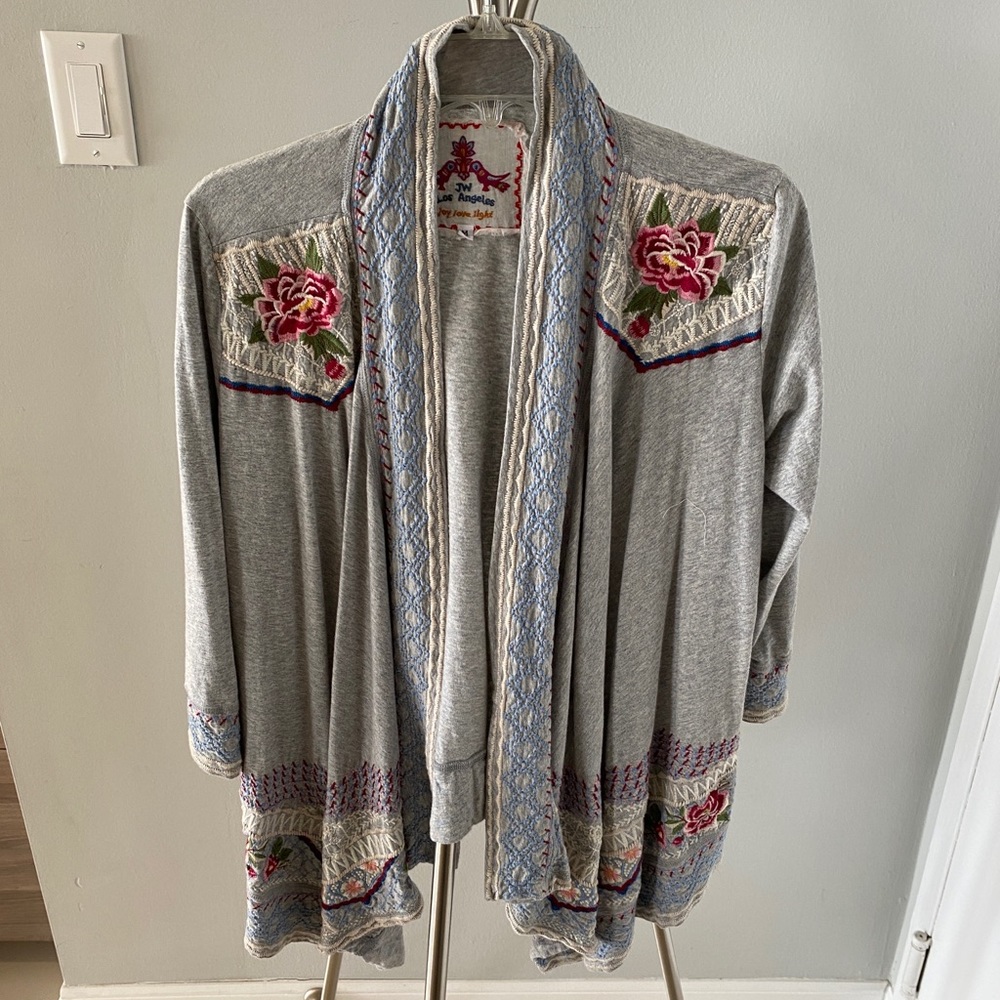 Johnny Was embroidered cardigan.